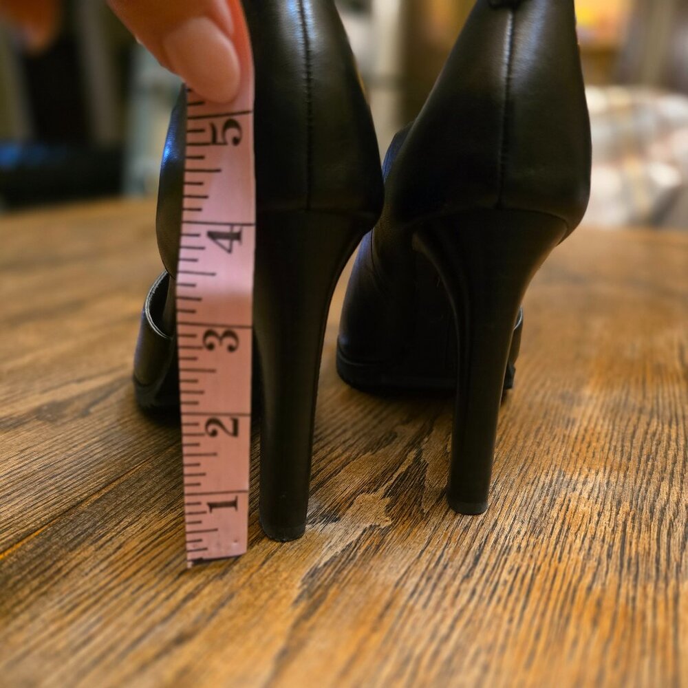 KARL LAGERFELD Paris Brette/D21 Black Leather Peep Toe Ulta-high Pump size 8 - Picture 5 of 11